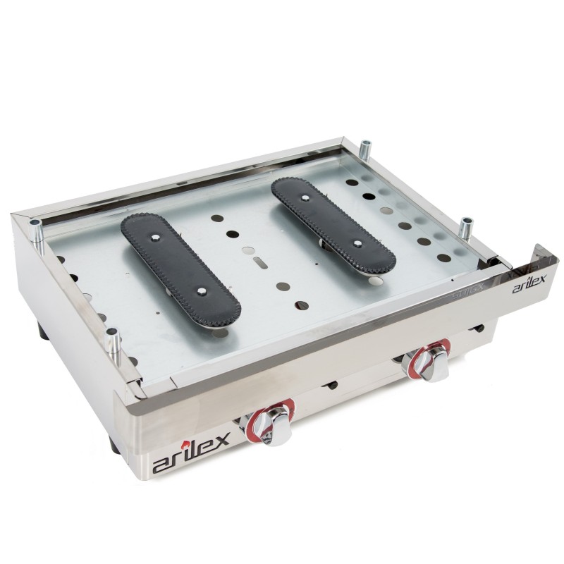 Plancha a gas ARILEX serie DUO (40 laminado + 40 laminado) con medidas 810x457x265h mm 4040PGLL
