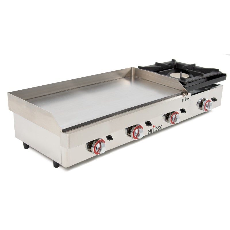 Rectified Gas Griddle of 80cm and 6mm thick + 6 kW stove with measures 1210x457x240h mm 120PGRF