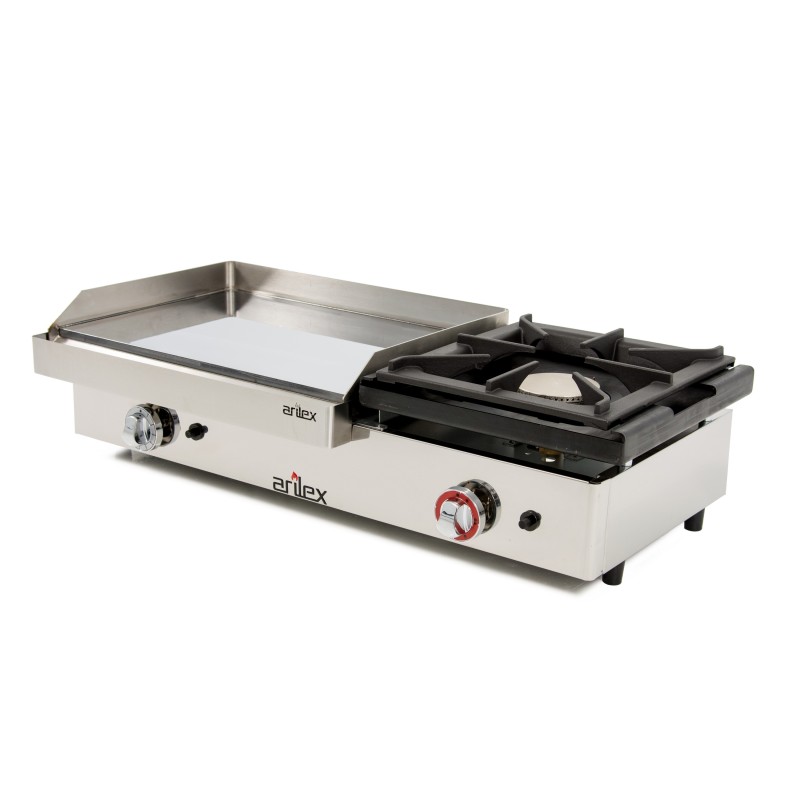 Hard Chromed Gas Griddle of 60cm and 6mm thick + 6 kW stove with measures 1010x457x240h mm 100PGCF