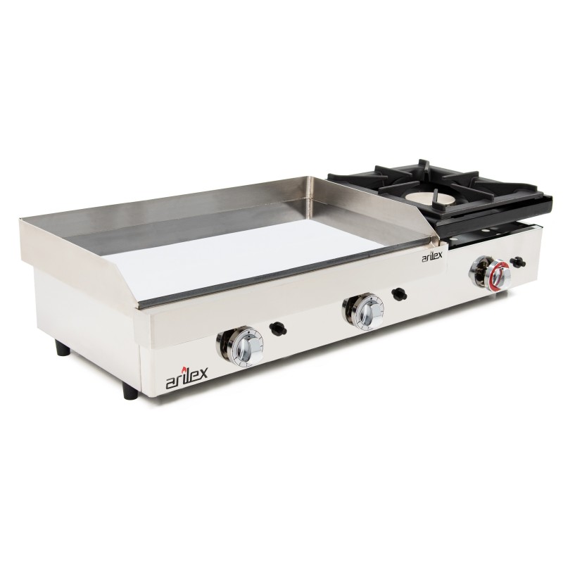 Hard Chromed Gas Griddle of 80cm and 6mm thick + 6 kW stove with measures 1210x457x240h mm 120PGCF