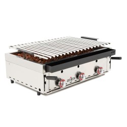 Gas Barbacue with Volcanic Stone ARILEX with Stainless Steel Grooved Grill Adjustable at 3 heights 900X600X260h mm BARINOX90