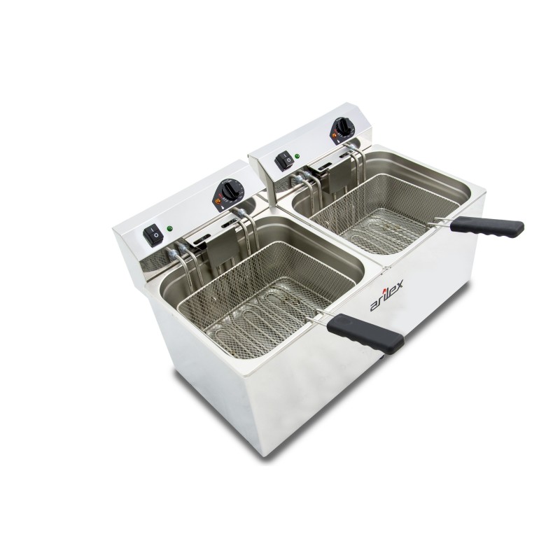 12+12L and 4,5+4,5kW Trifasic EVOLUTION Electric Fryer with Contactor and Without Tap EVO1212TR