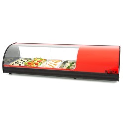 Red Refrigerated Display Cabinet with Plain Bottom and capacity for 4-GN1/3 4VTL-RO