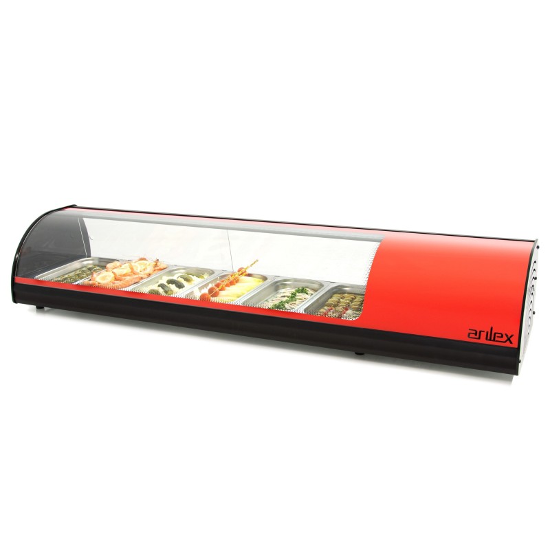 Red Refrigerated Display Cabinet with Plain Bottom and capacity for 6-GN1/3 6VTL-RO